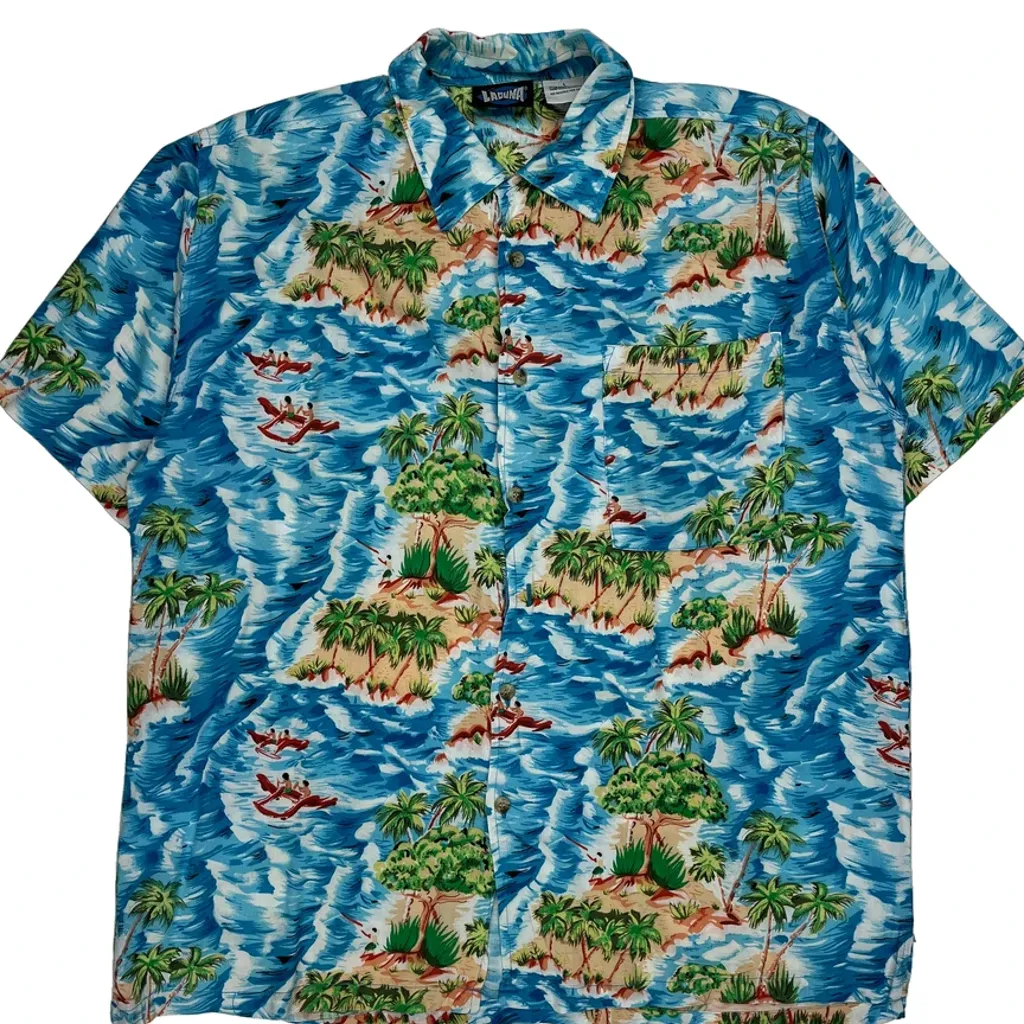 Laguna Hawaiian Shirt - Large Blue Viscose - Image 5