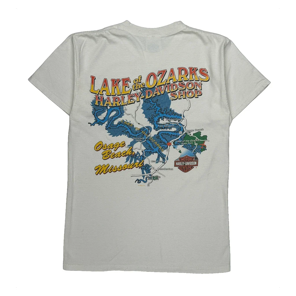 Lake Of The Ozarks Bikefest 2007 Harley Davidson Graphic T-Shirt - Small White Cotton - Image 2