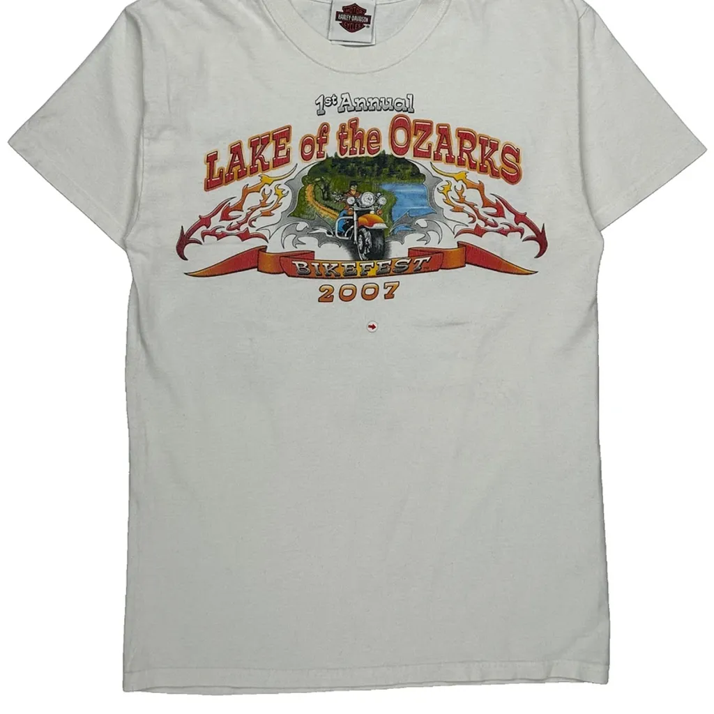 Lake Of The Ozarks Bikefest 2007 Harley Davidson Graphic T-Shirt - Small White Cotton - Image 6