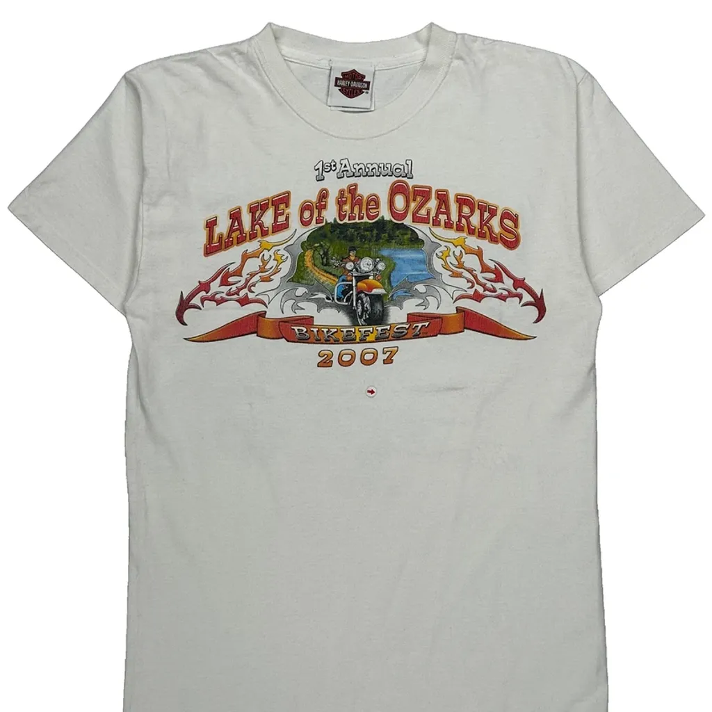 Lake Of The Ozarks Bikefest 2007 Harley Davidson Graphic T-Shirt - Small White Cotton - Image 7