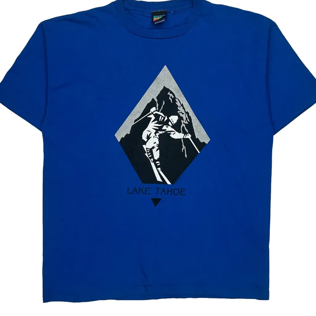 Lake Tahoe Unbranded Single Stitch T-Shirt - Large Blue Cotton - Image 7