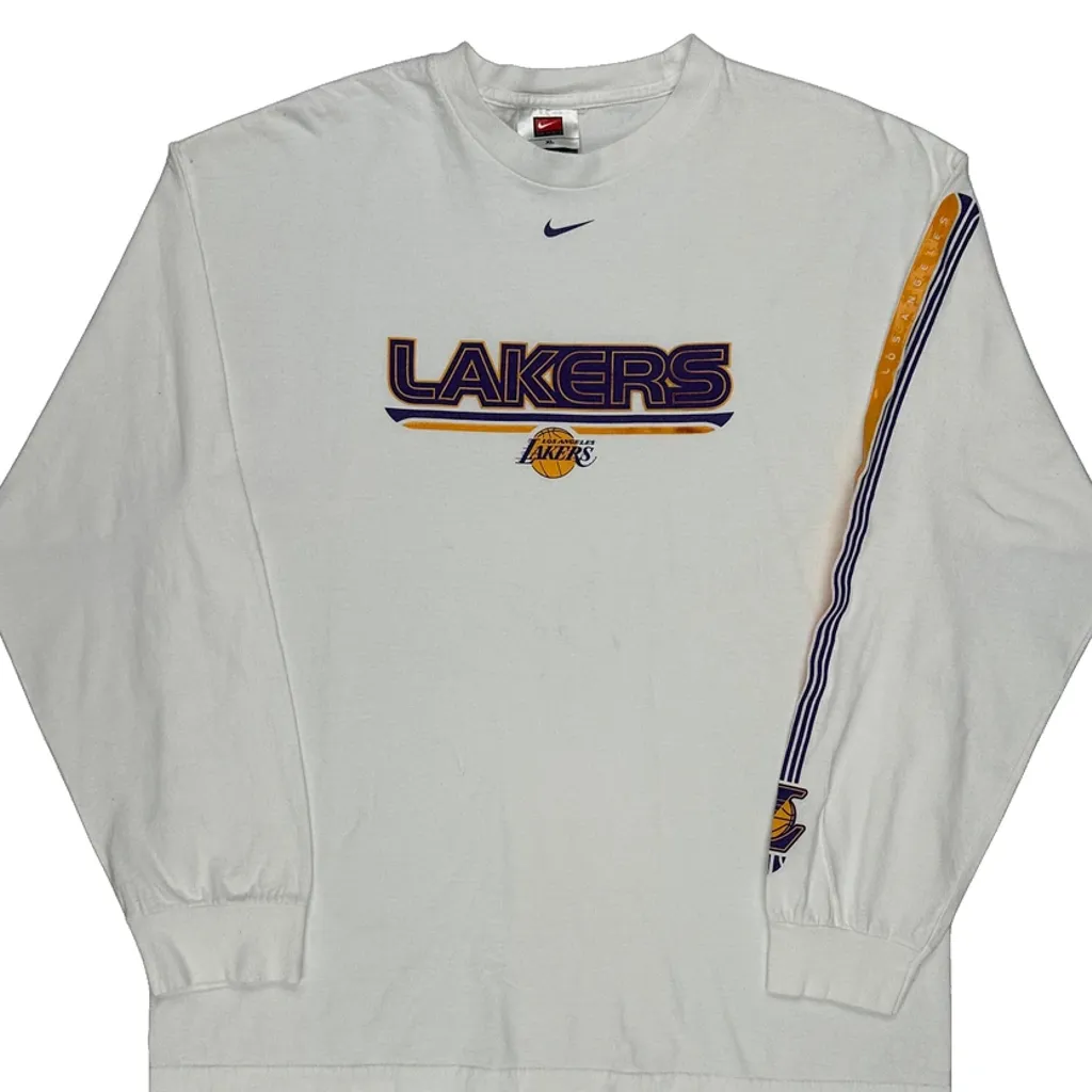 Lakers Nike Nba Long Sleeve T-Shirt - XL White Cotton - Image 4