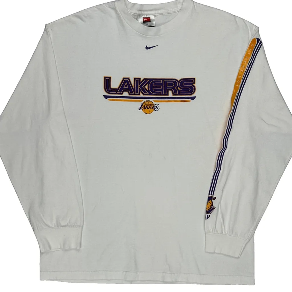 Lakers Nike Nba Long Sleeve T-Shirt - XL White Cotton - Image 5