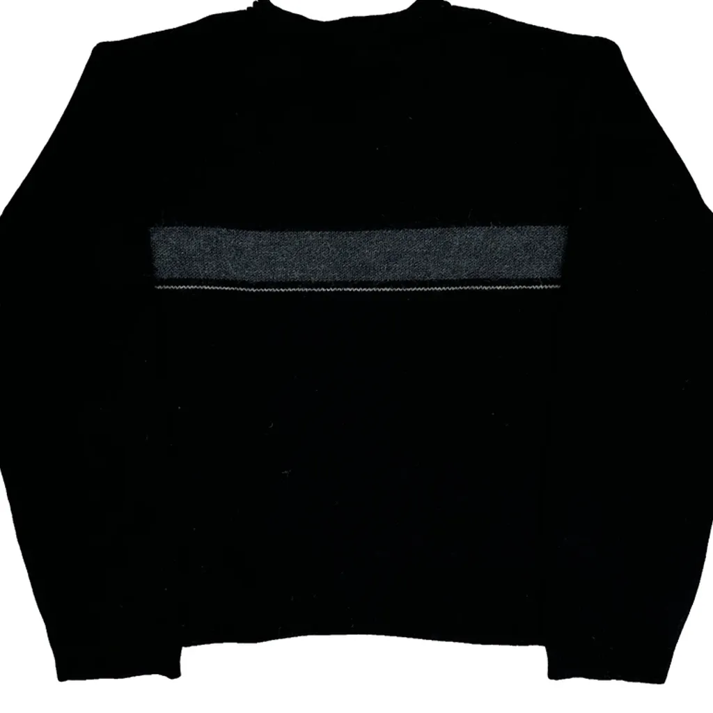 Lambswool Mohair Tommy Hilfiger Chunky Knit Striped Jumper - XL Black Wool Blend - Image 6