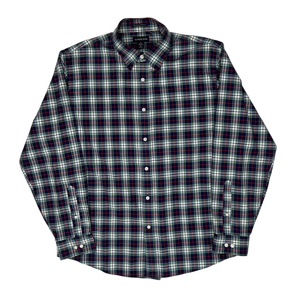 Lands End Checked Shirt - Large Multicoloured Cotton