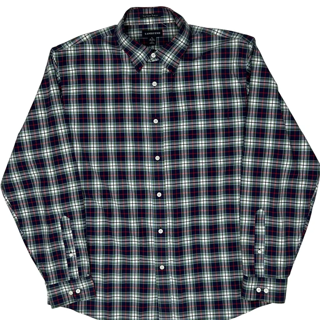 Lands End Checked Shirt - Large Multicoloured Cotton - Image 5