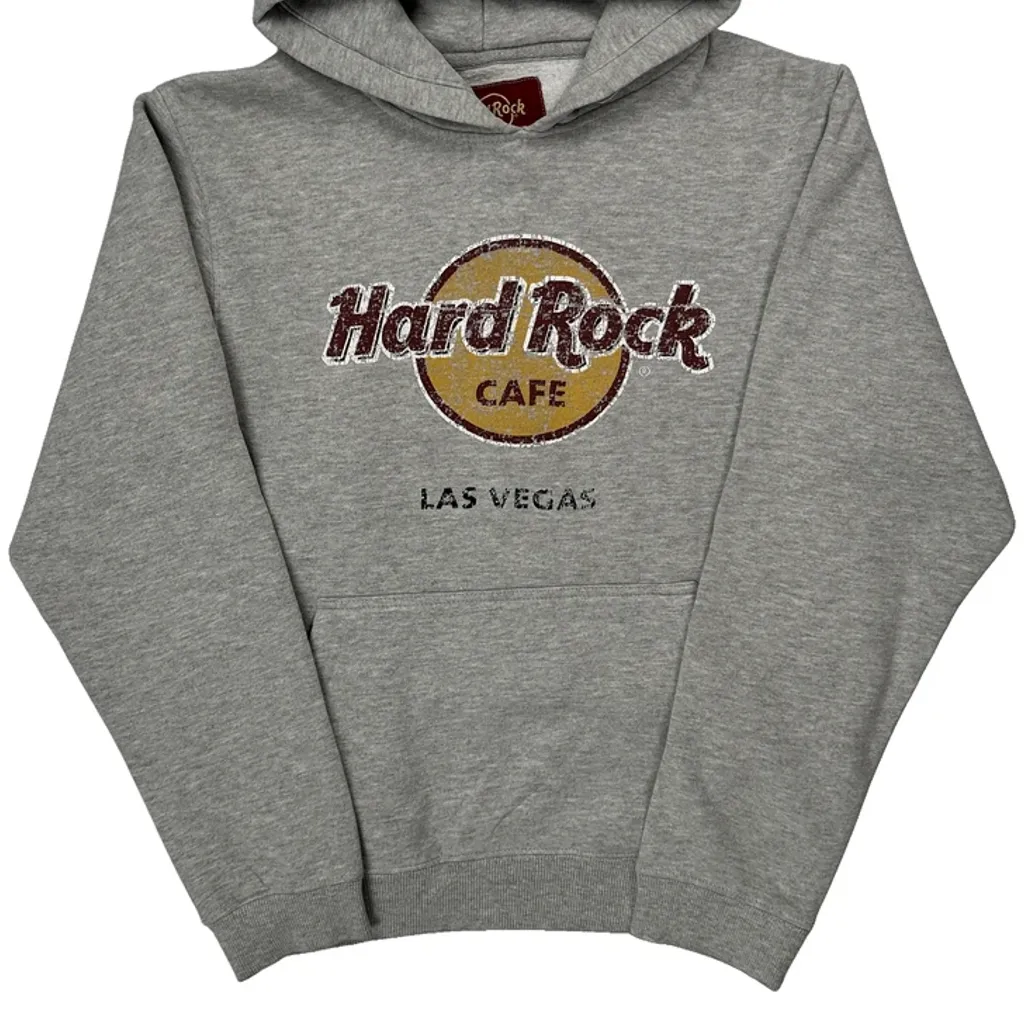 Las Vegas Hard Rock Cafe Graphic Hoodie - Medium Grey Cotton Blend - Image 4