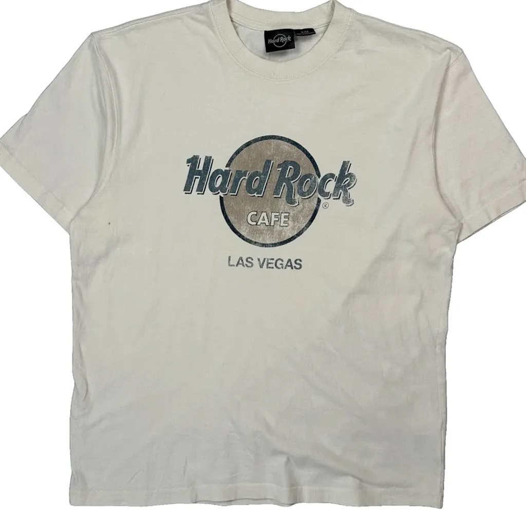 Las Vegas Hard Rock Cafe Graphic T-Shirt - XL White Cotton - Image 5