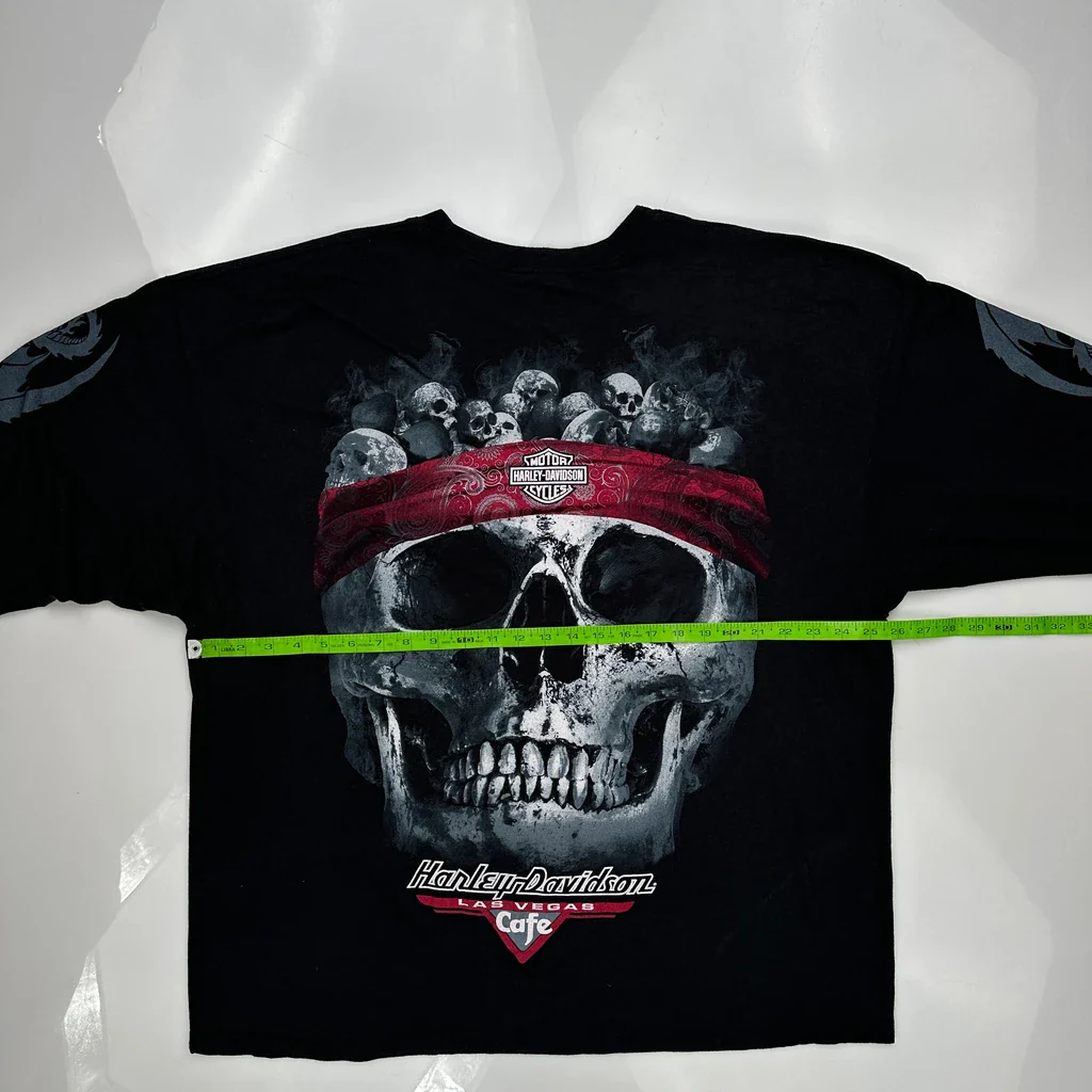 Las Vegas Harley Davidson Graphic Long Sleeve T-Shirt - XL Black Cotton - Image 3