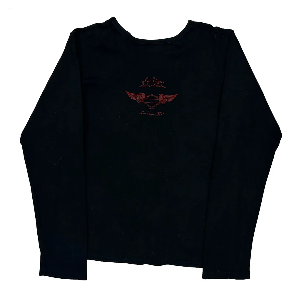Las Vegas Harley Davidson Graphic Long Sleeve T-Shirt - XL Black Cotton - Image 2