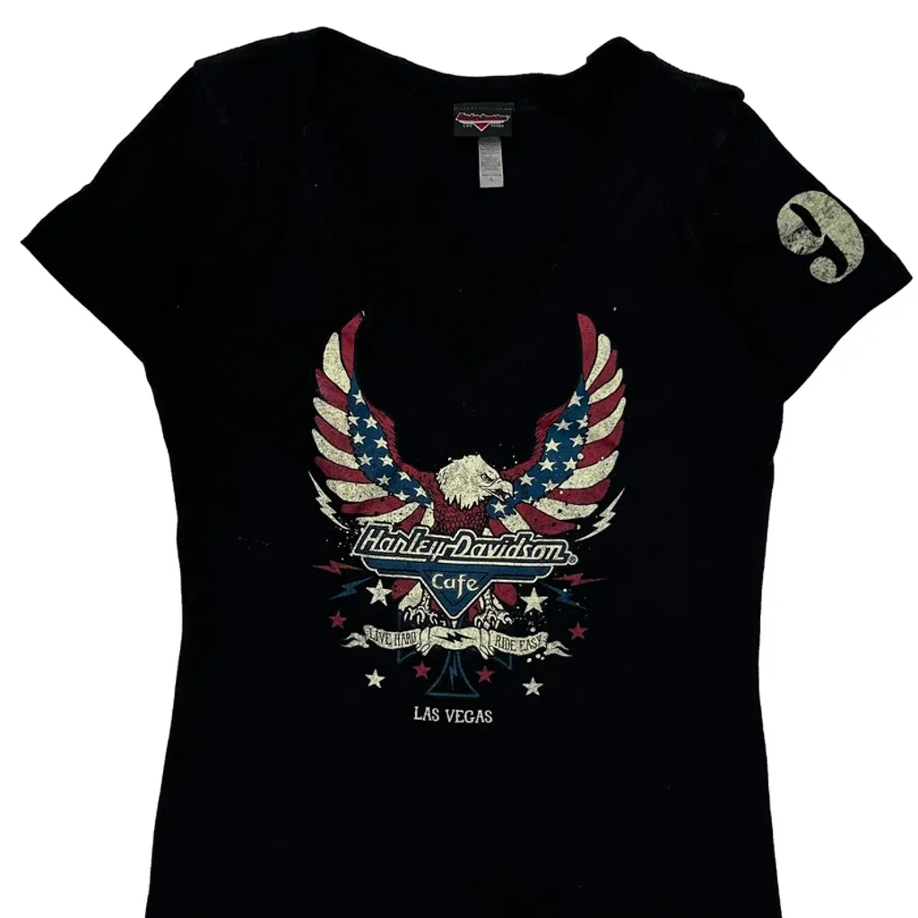 Las Vegas Harley Davidson Graphic T-Shirt - Large Black Cotton - Image 4