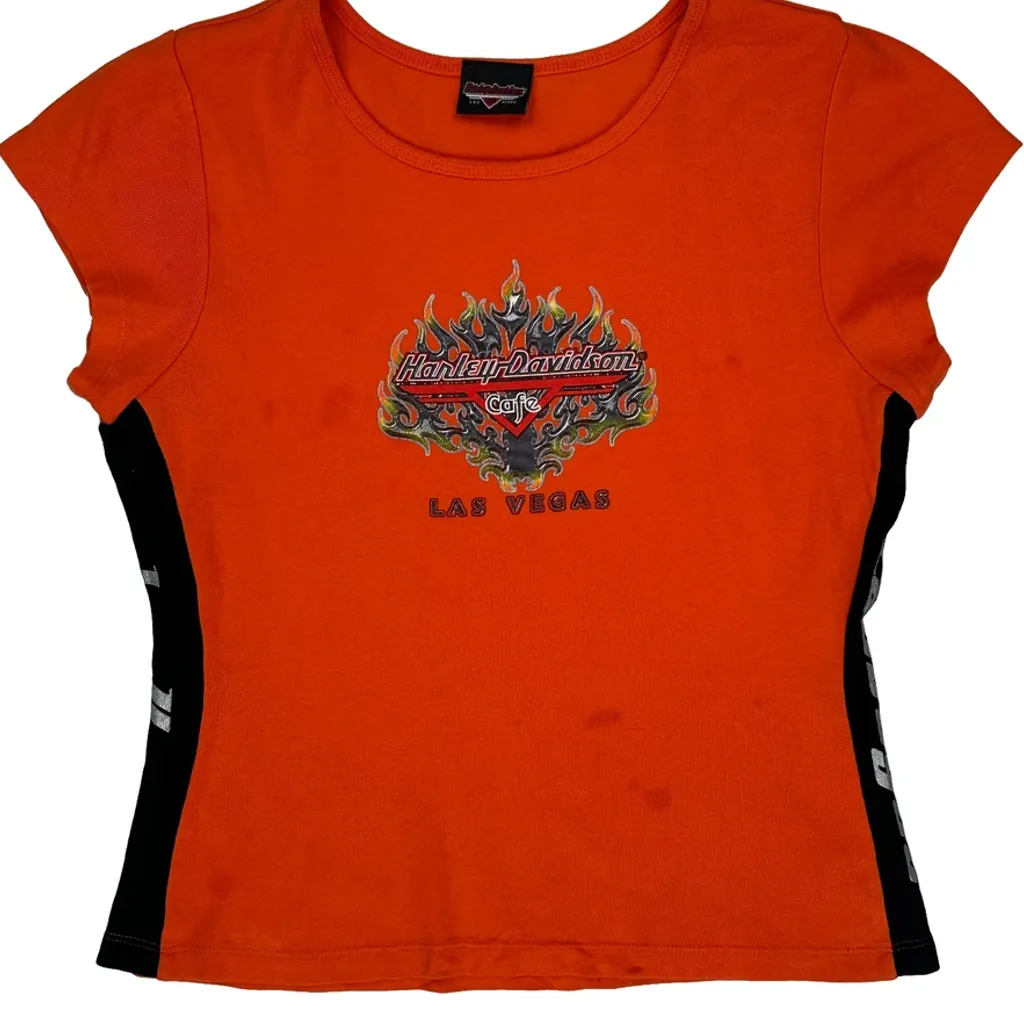 Las Vegas Harley Davidson Graphic T-Shirt - XL Orange Cotton - Image 6