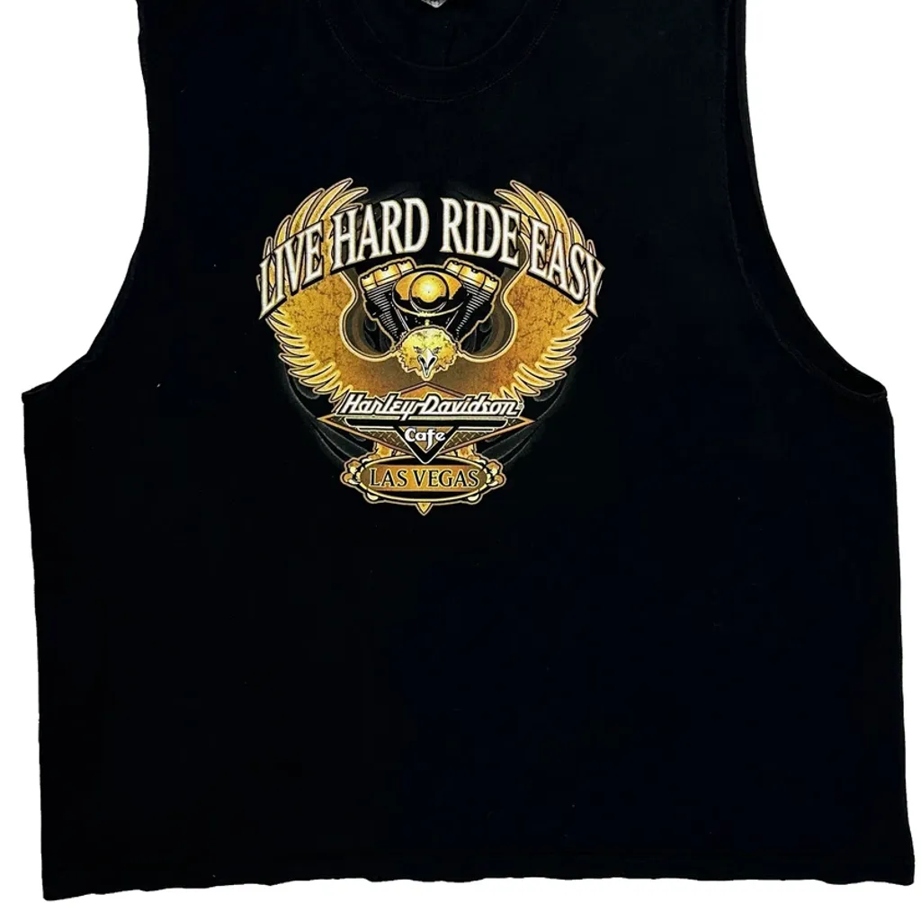 Las Vegas Harley Davidson Graphic Vest - 3XL Black Cotton - Image 4
