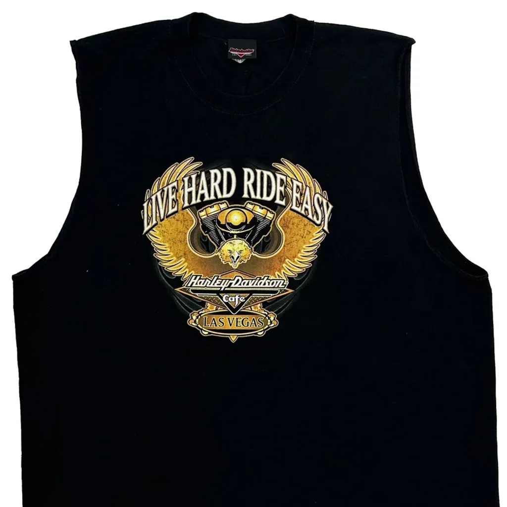 Las Vegas Harley Davidson Graphic Vest - 3XL Black Cotton - Image 5