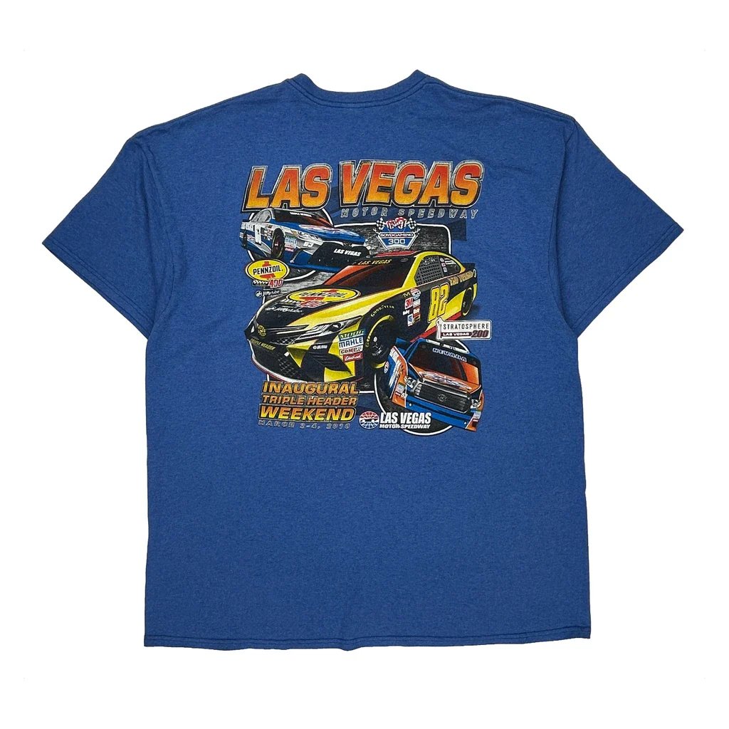 Las Vegas Motor Speedway Nascar T-Shirt - XL Blue Cotton - Image 2
