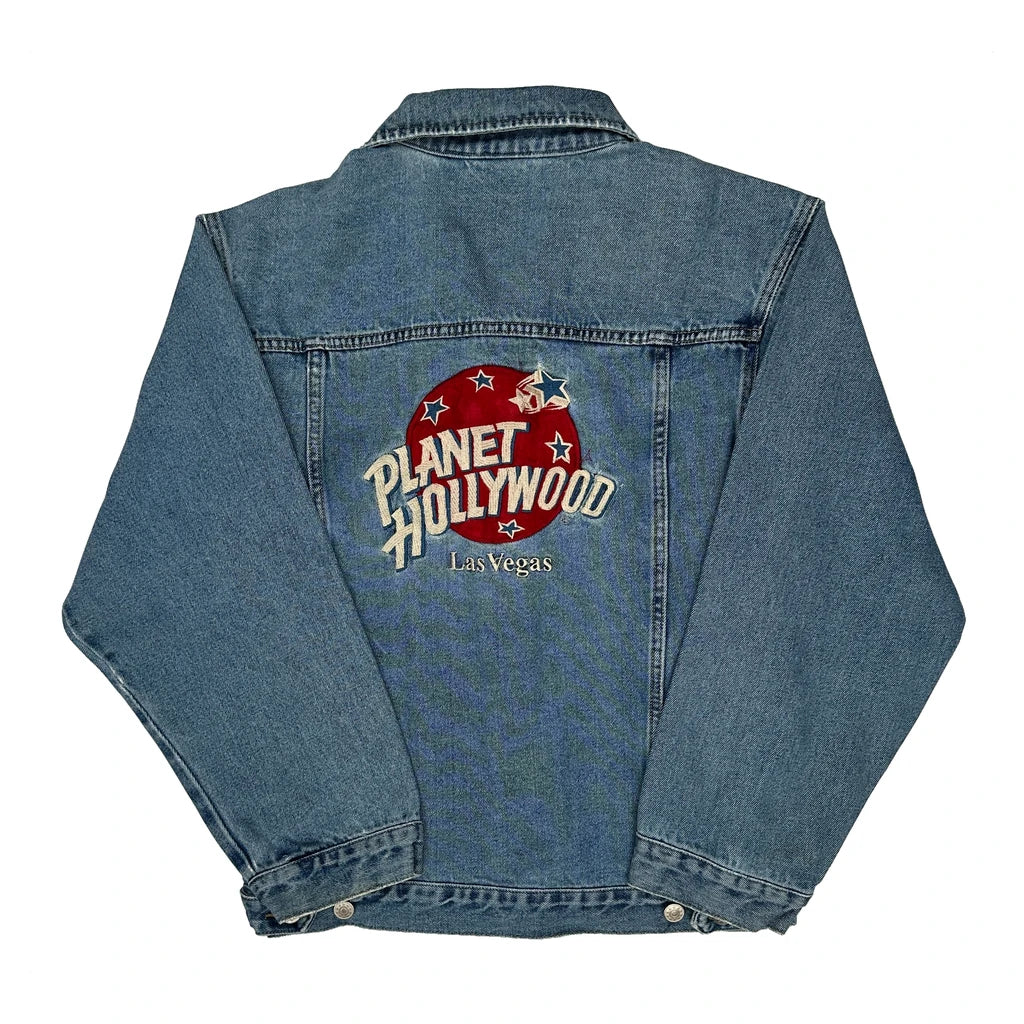 Las Vegas Planet Hollywood Graphic Denim Jacket - Small Blue Cotton - Image 2