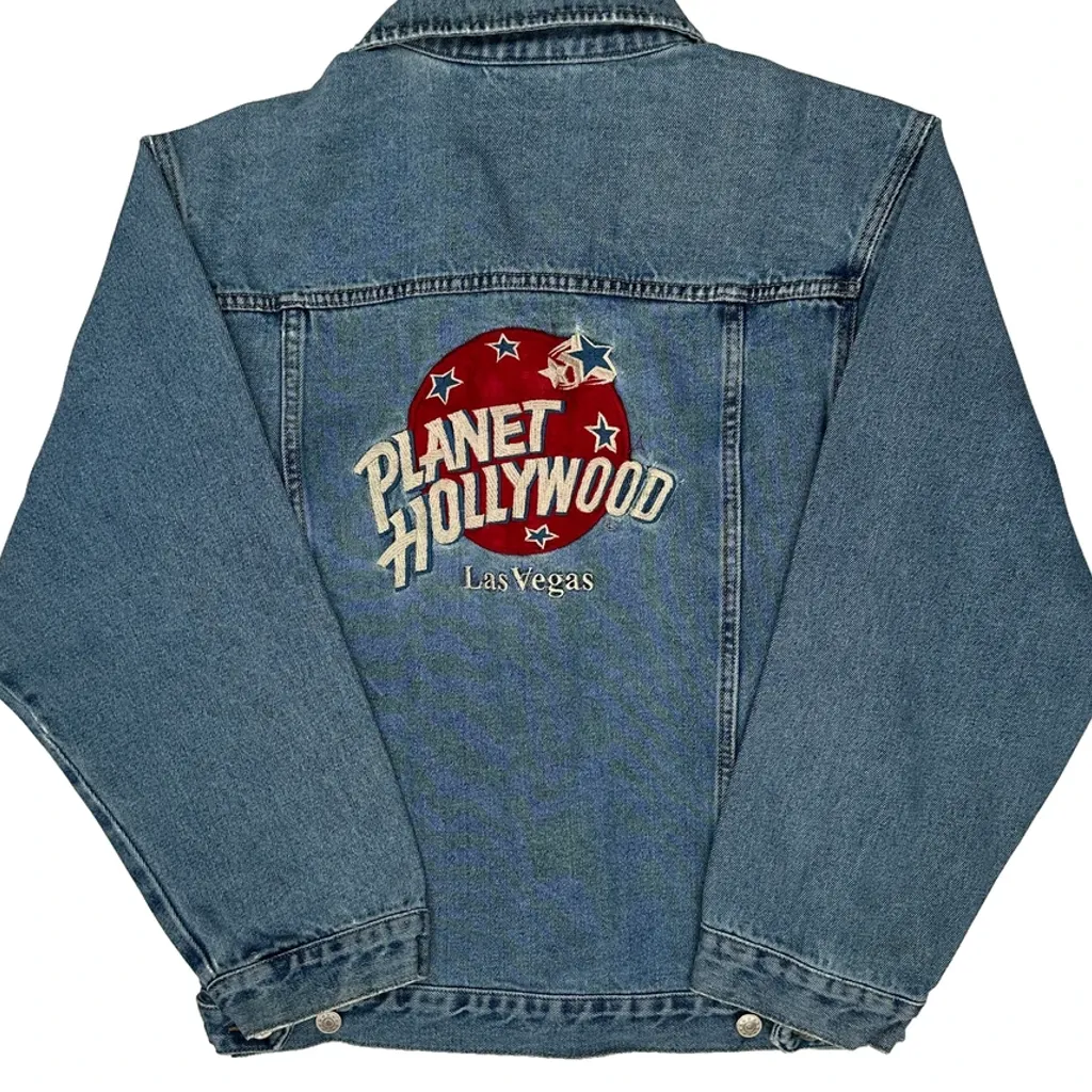 Las Vegas Planet Hollywood Graphic Denim Jacket - Small Blue Cotton - Image 6