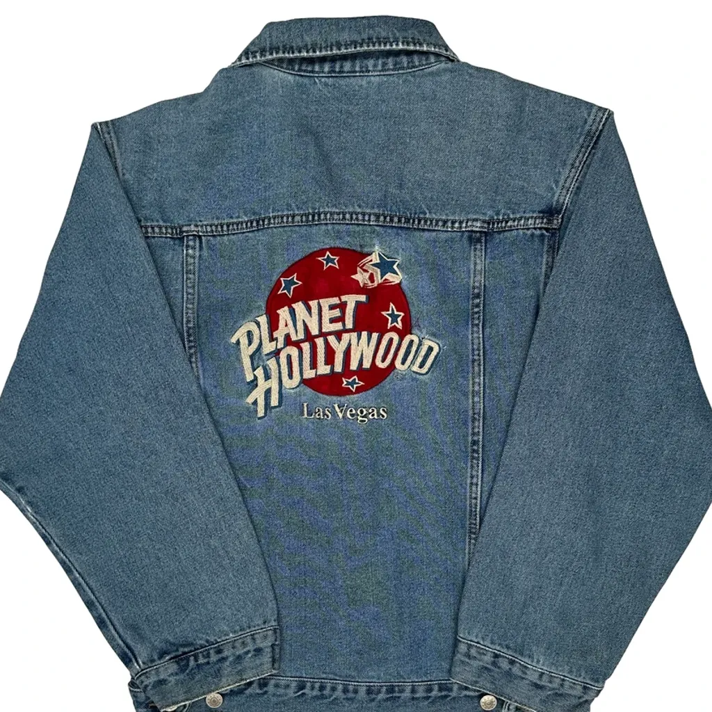 Las Vegas Planet Hollywood Graphic Denim Jacket - Small Blue Cotton - Image 7