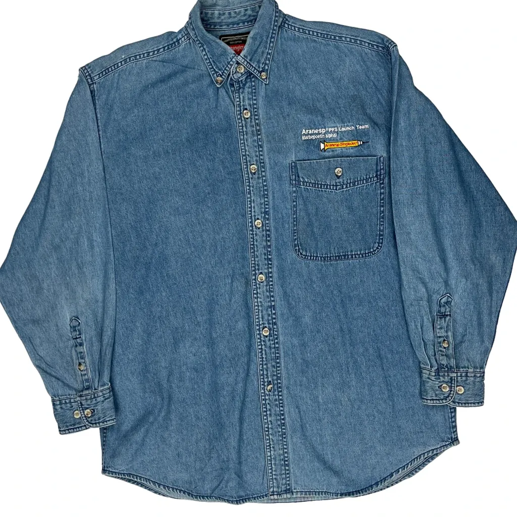 Launch Team Wrangler Denim Shirt - Medium Blue Cotton - Image 4