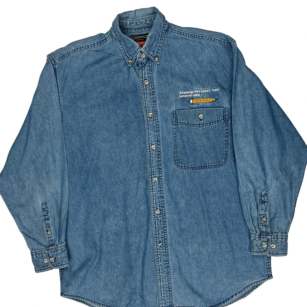 Launch Team Wrangler Denim Shirt - Medium Blue Cotton - Image 5