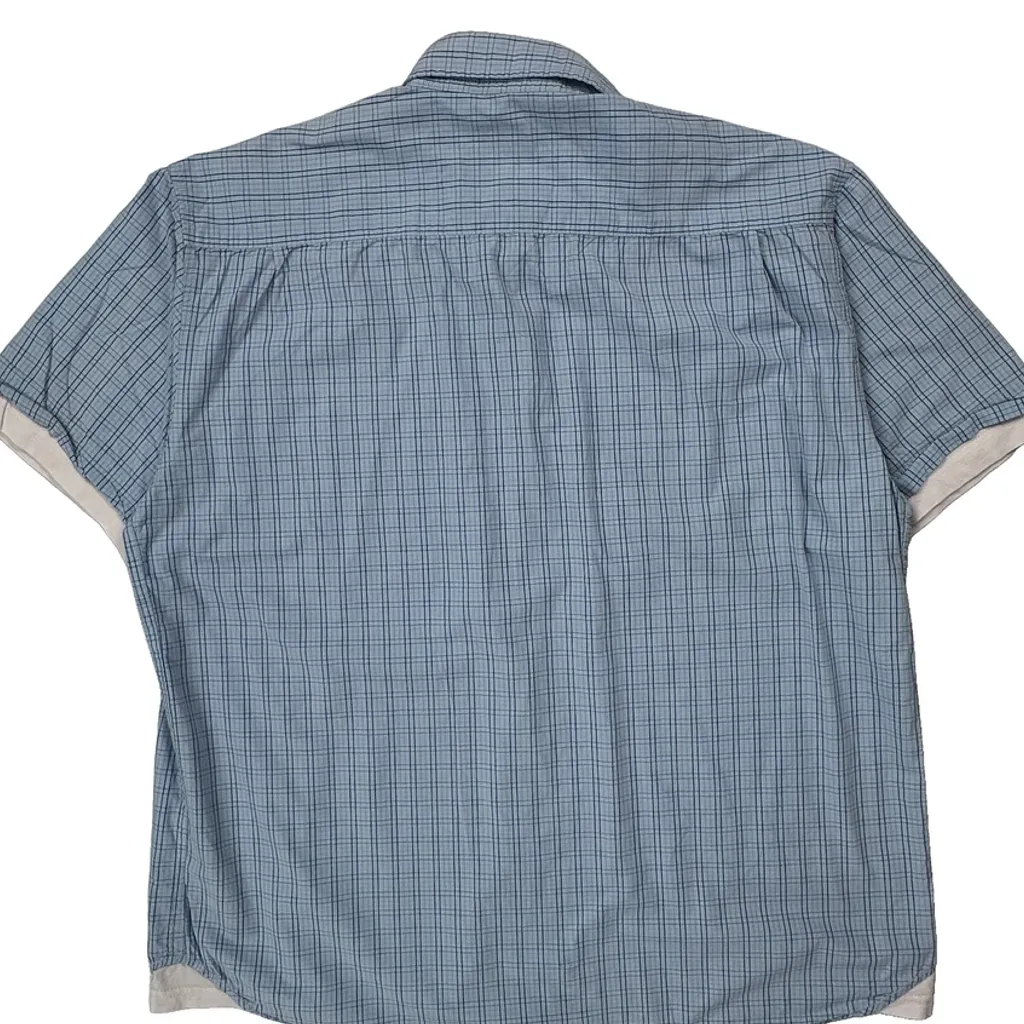 Layered Levis Checked Short Sleeve Shirt - Large Blue Cotton - Image 6