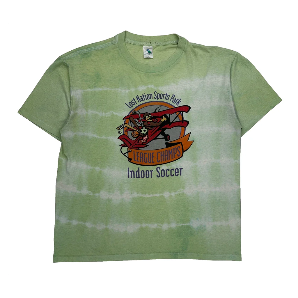 League Champs Indoor Soccer Augusta Single Stitch T-Shirt - XL Green Cotton