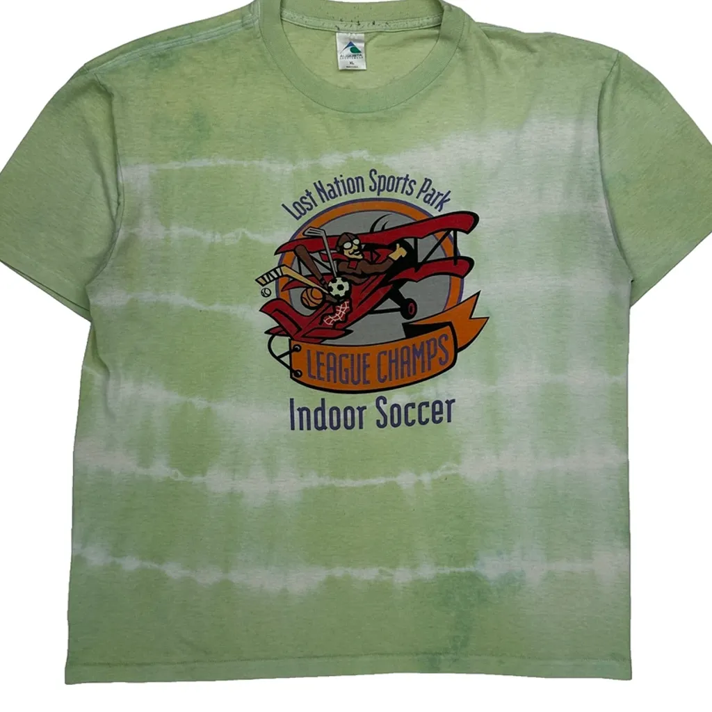 League Champs Indoor Soccer Augusta Single Stitch T-Shirt - XL Green Cotton - Image 5