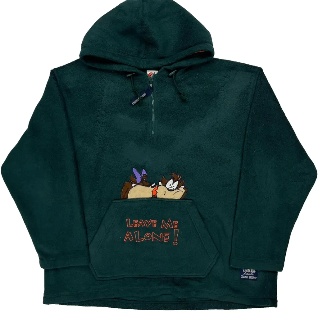 Leave Me Alone Looney Tunes Taz Cartoon Hoodie - XL Green Polyester - Image 5