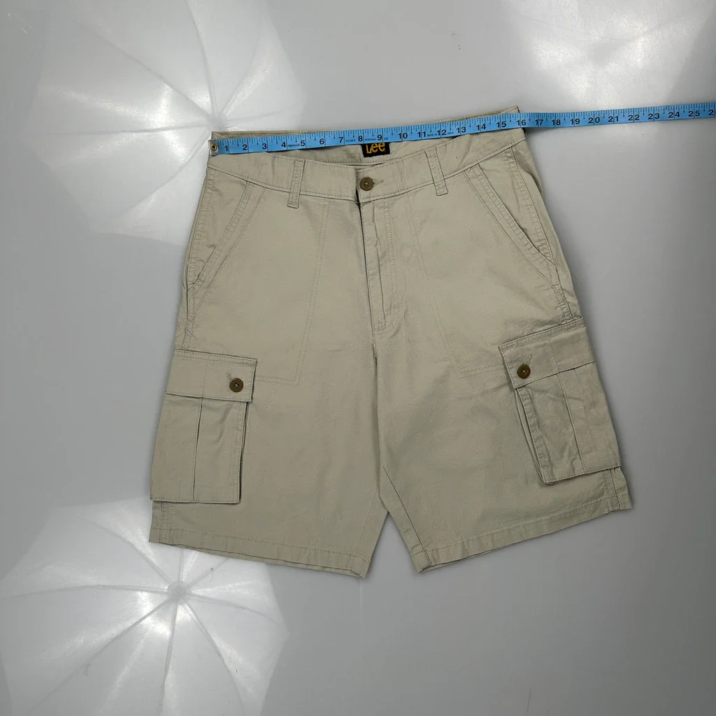 Lee Cargo Shorts - 32W 9L Beige Cotton - Image 3