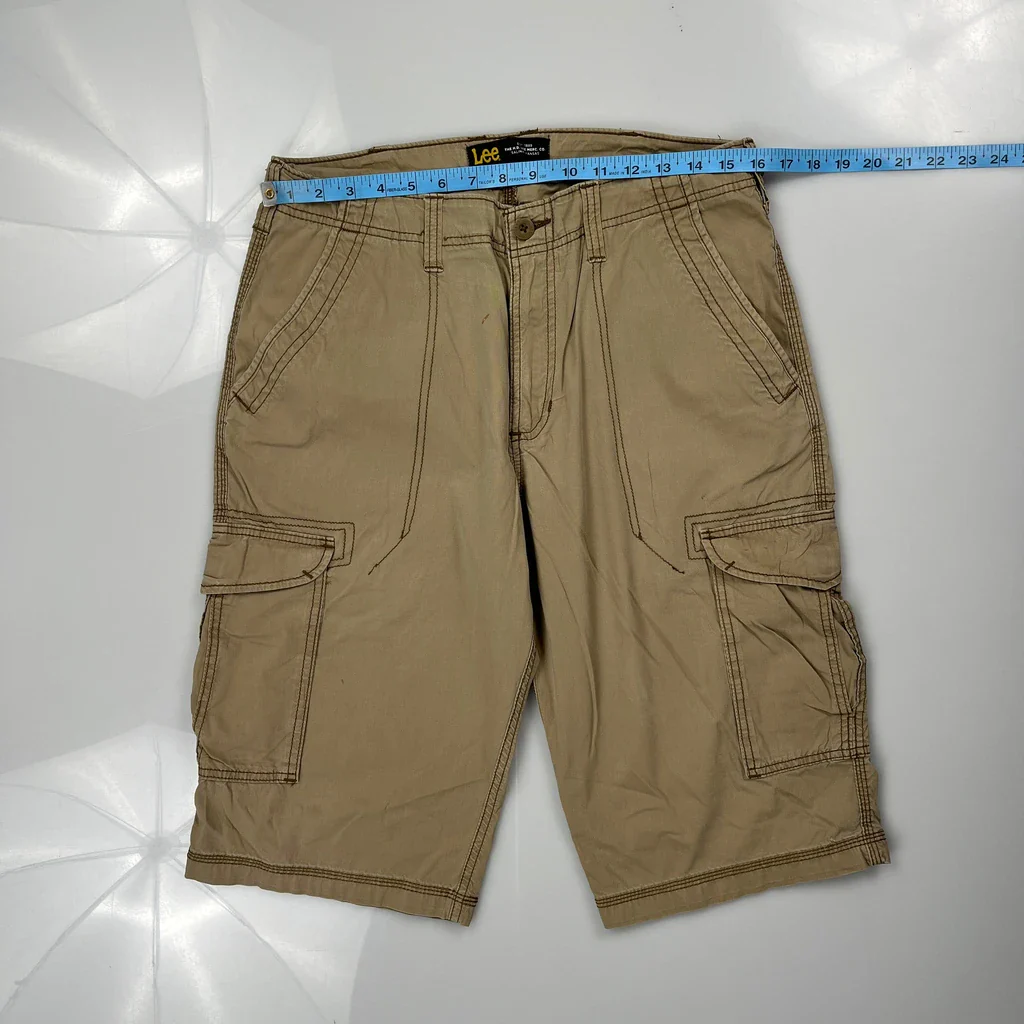 Lee Cargo Shorts - 32W 12L Beige Cotton - Image 3