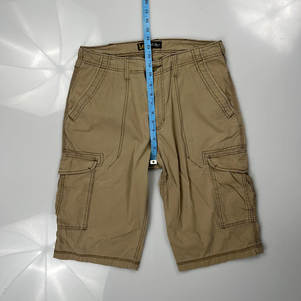 Lee Cargo Shorts - 32W 12L Beige Cotton - Image 4
