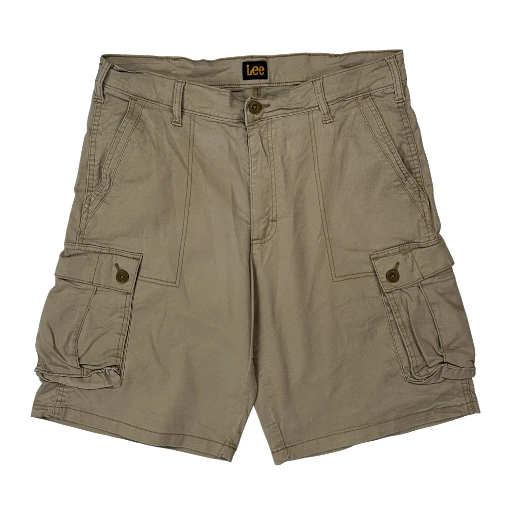Lee Cargo Shorts - 34W 10L Beige Cotton - Image 2