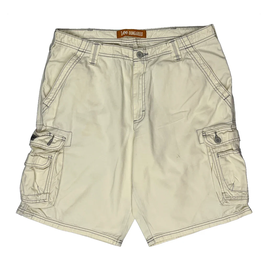 Lee Cargo Shorts - 34W 10L Beige Cotton - Image 2