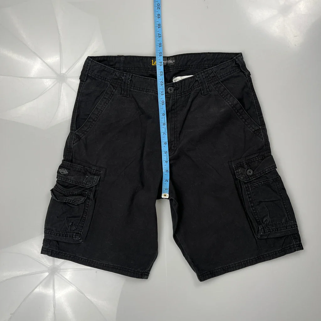 Lee Cargo Shorts - 32W 10L Black Cotton - Image 4