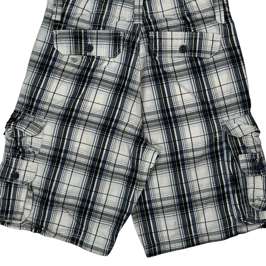 Lee Checked Cargo Shorts - 31W 11L Black & White Cotton - Image 8