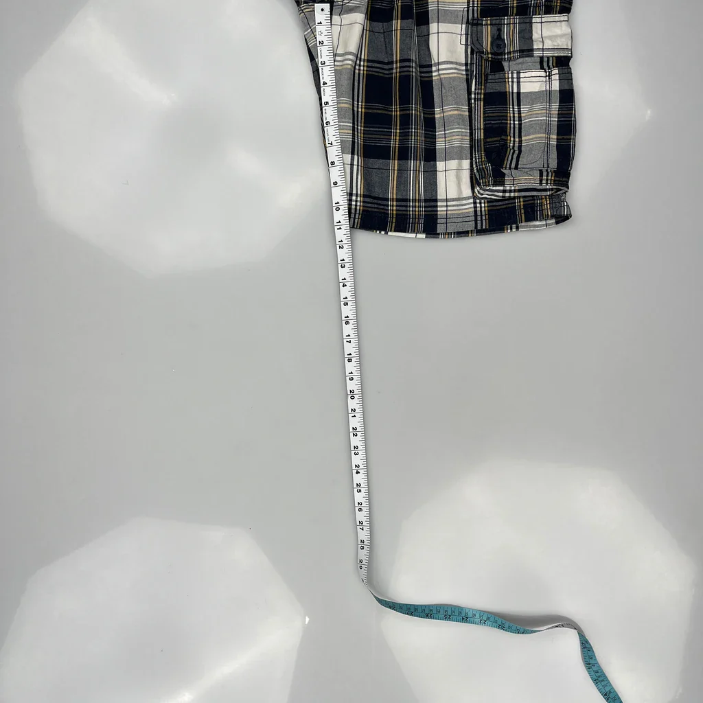 Lee Checked Cargo Shorts - 35W 11L Black & White Cotton - Image 5