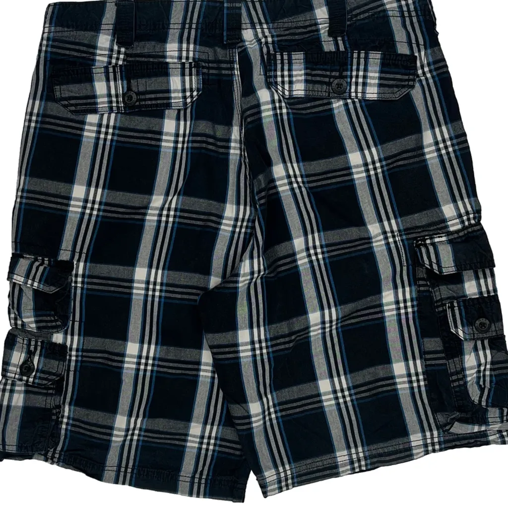 Lee Checked Cargo Shorts - 35W 10L Blue Cotton - Image 7