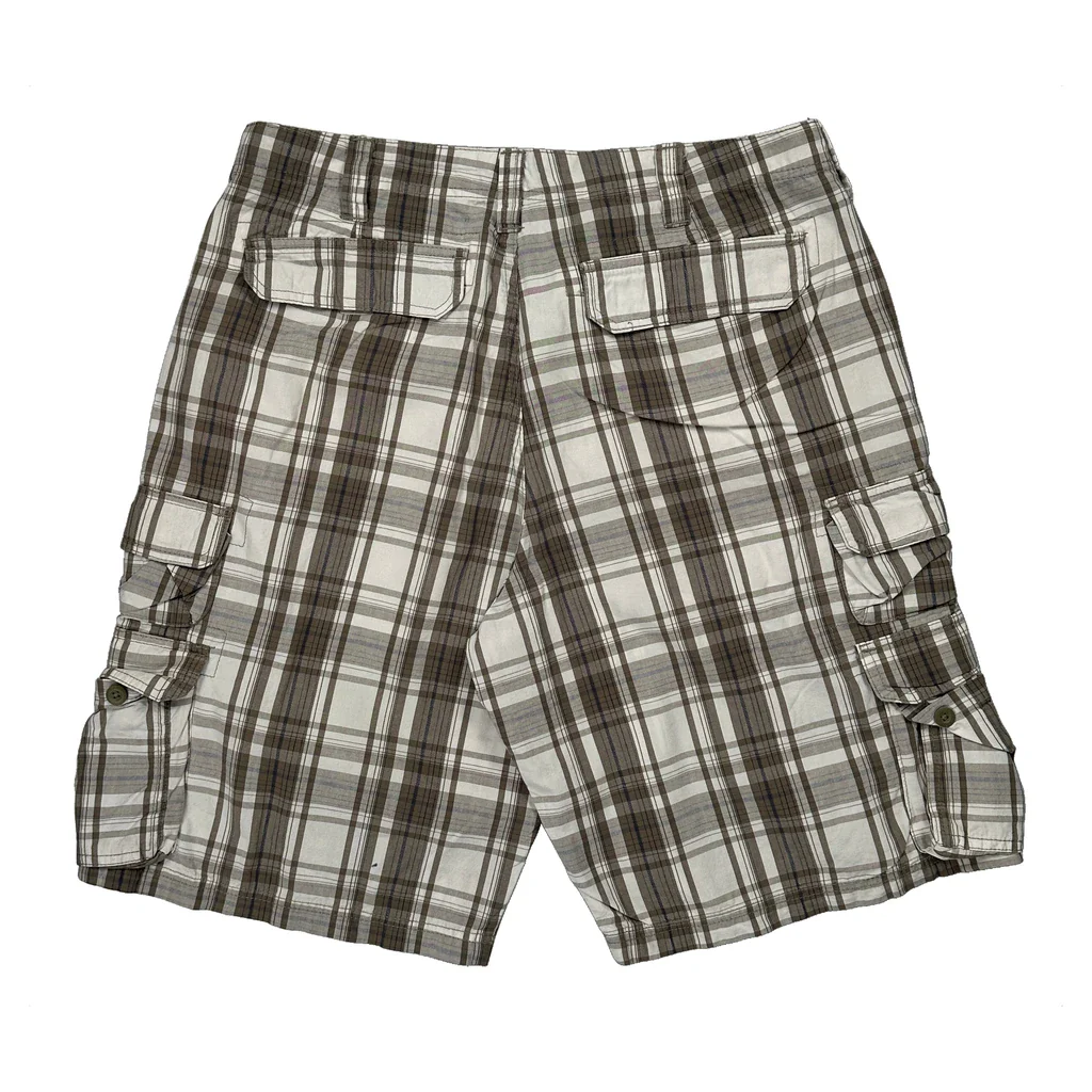 Lee Checked Cargo Shorts - 34W 11L Brown Cotton