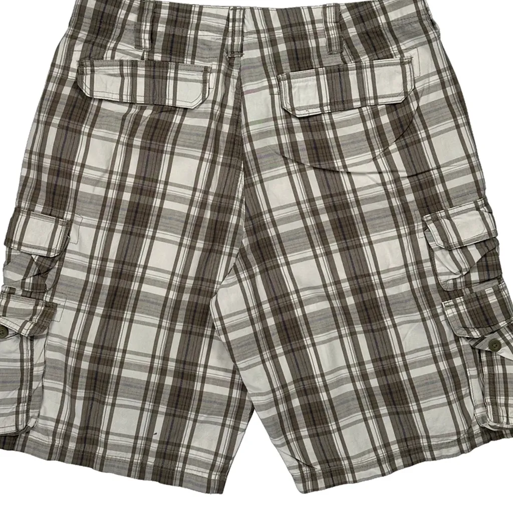 Lee Checked Cargo Shorts - 34W 11L Brown Cotton - Image 8