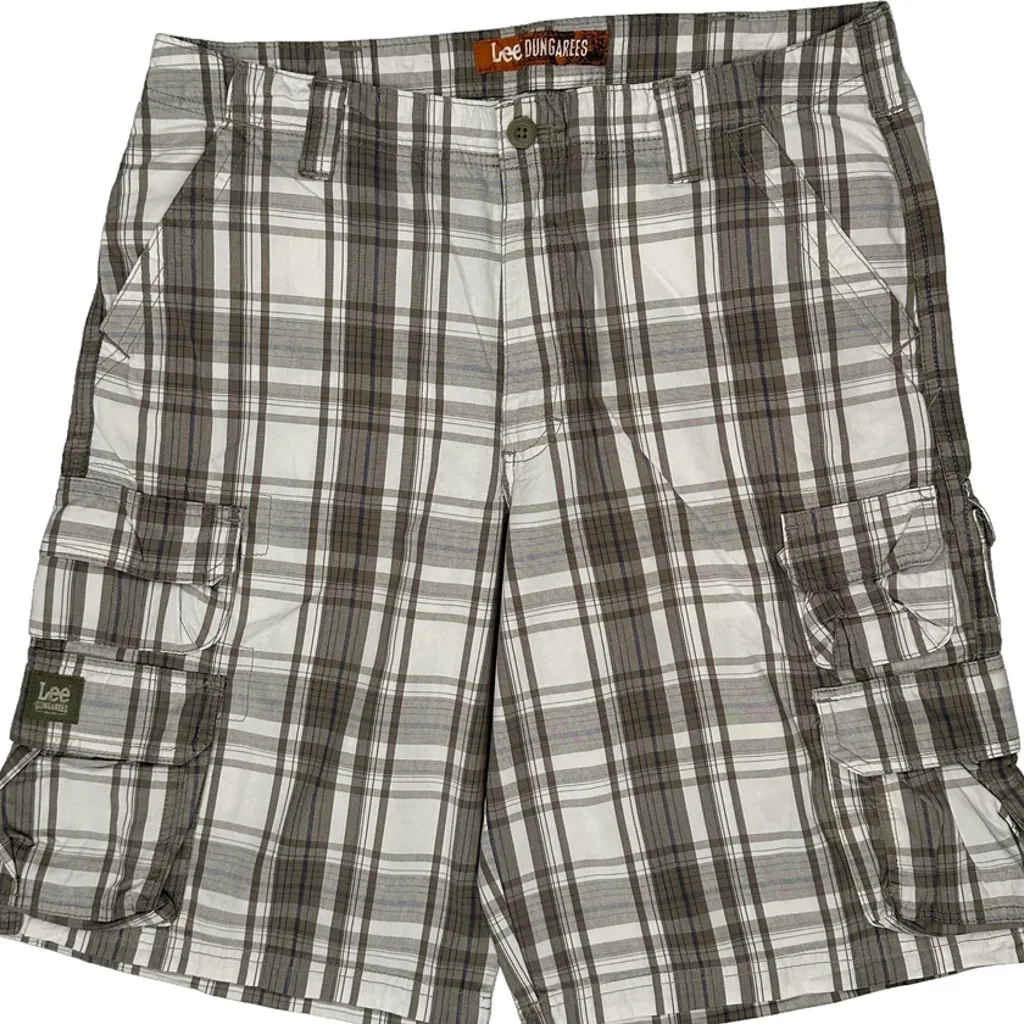Lee Checked Cargo Shorts - 34W 10L Brown Cotton - Image 10