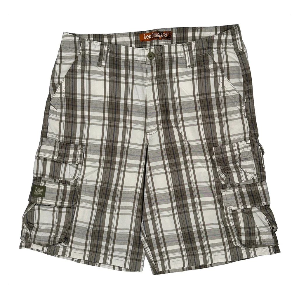 Lee Checked Cargo Shorts - 34W 10L Brown Cotton - Image 2
