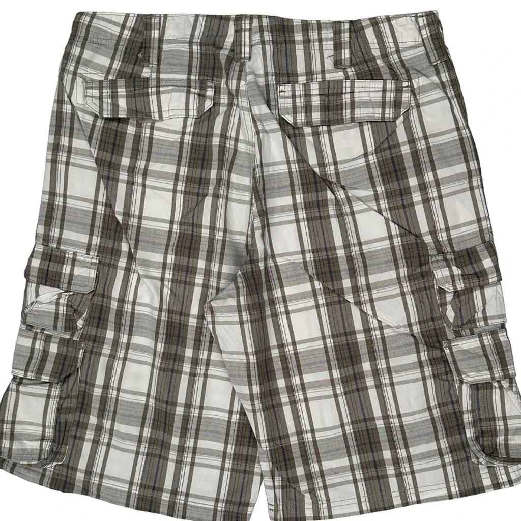 Lee Checked Cargo Shorts - 34W 10L Brown Cotton - Image 7