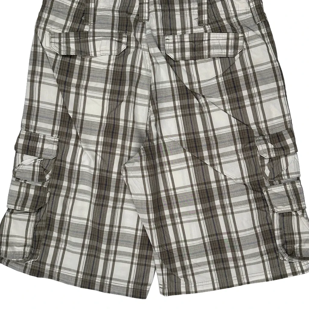 Lee Checked Cargo Shorts - 34W 10L Brown Cotton - Image 8