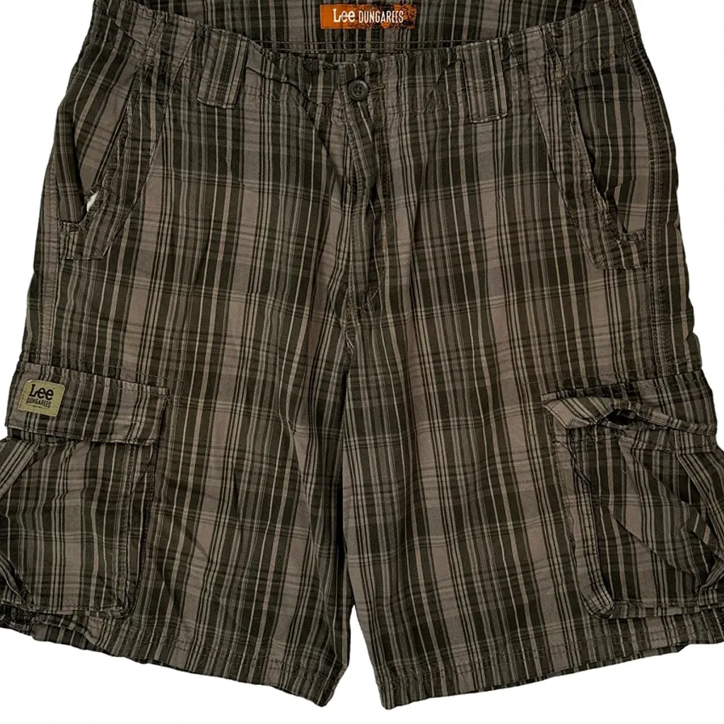Lee Checked Cargo Shorts - 36W 10L Brown Cotton - Image 10