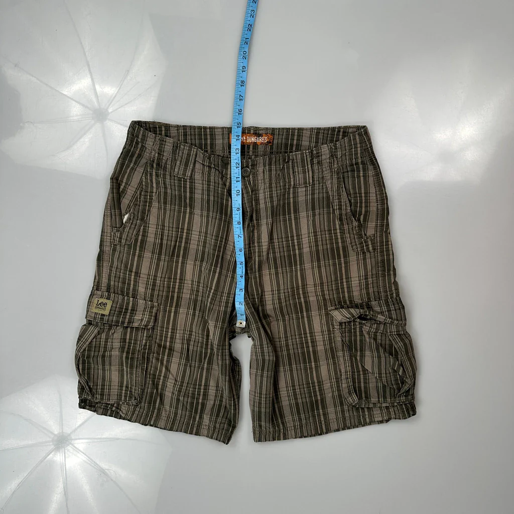 Lee Checked Cargo Shorts - 36W 10L Brown Cotton - Image 4