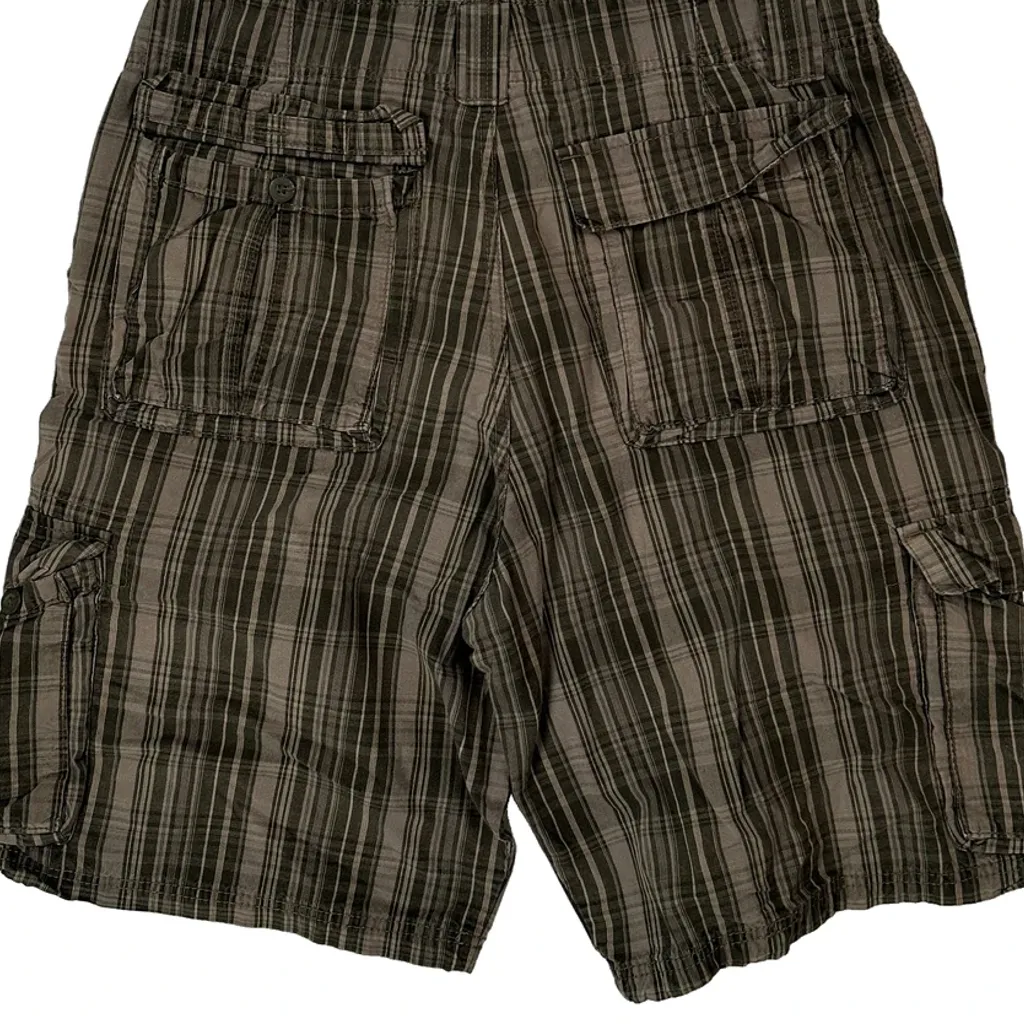 Lee Checked Cargo Shorts - 36W 10L Brown Cotton - Image 7