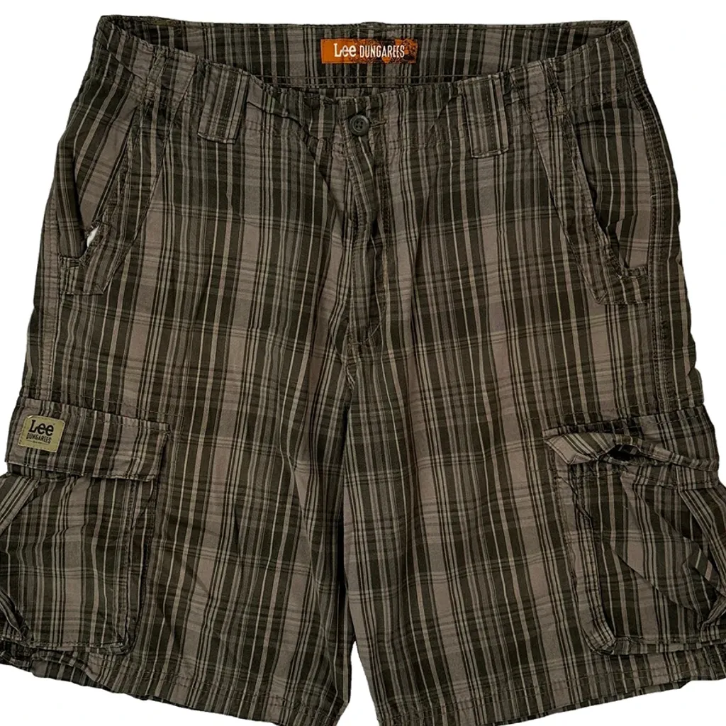 Lee Checked Cargo Shorts - 36W 10L Brown Cotton - Image 9