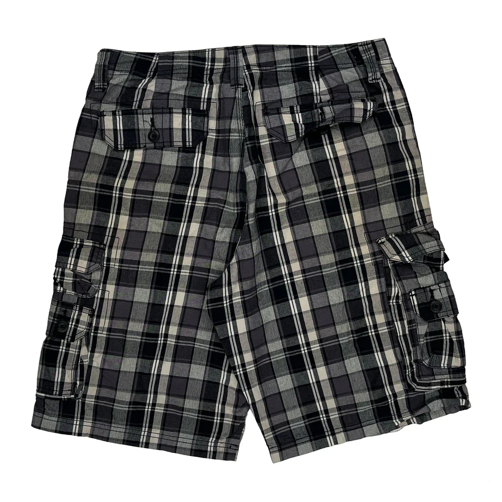 Lee Checked Cargo Shorts - 32W 10L Grey Cotton