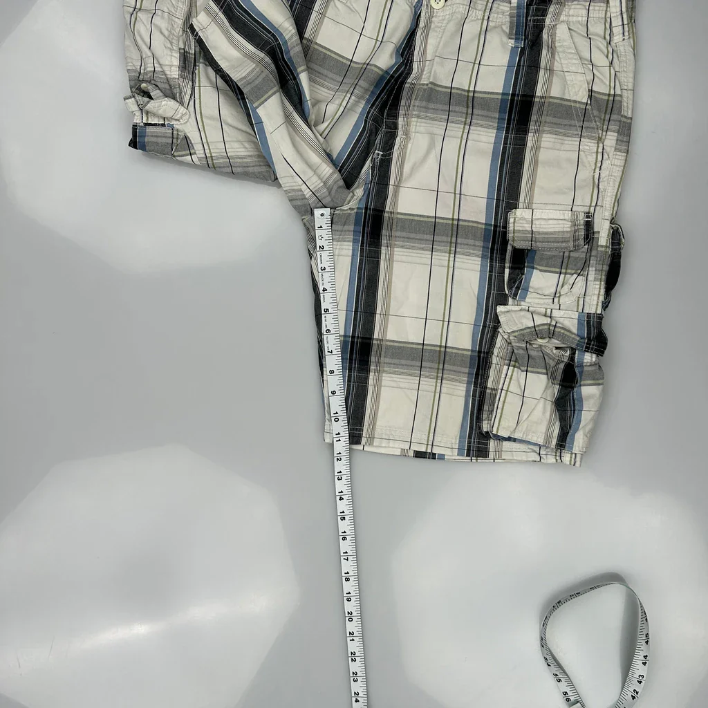 Lee Checked Cargo Shorts - 34W 11L Grey Cotton - Image 5