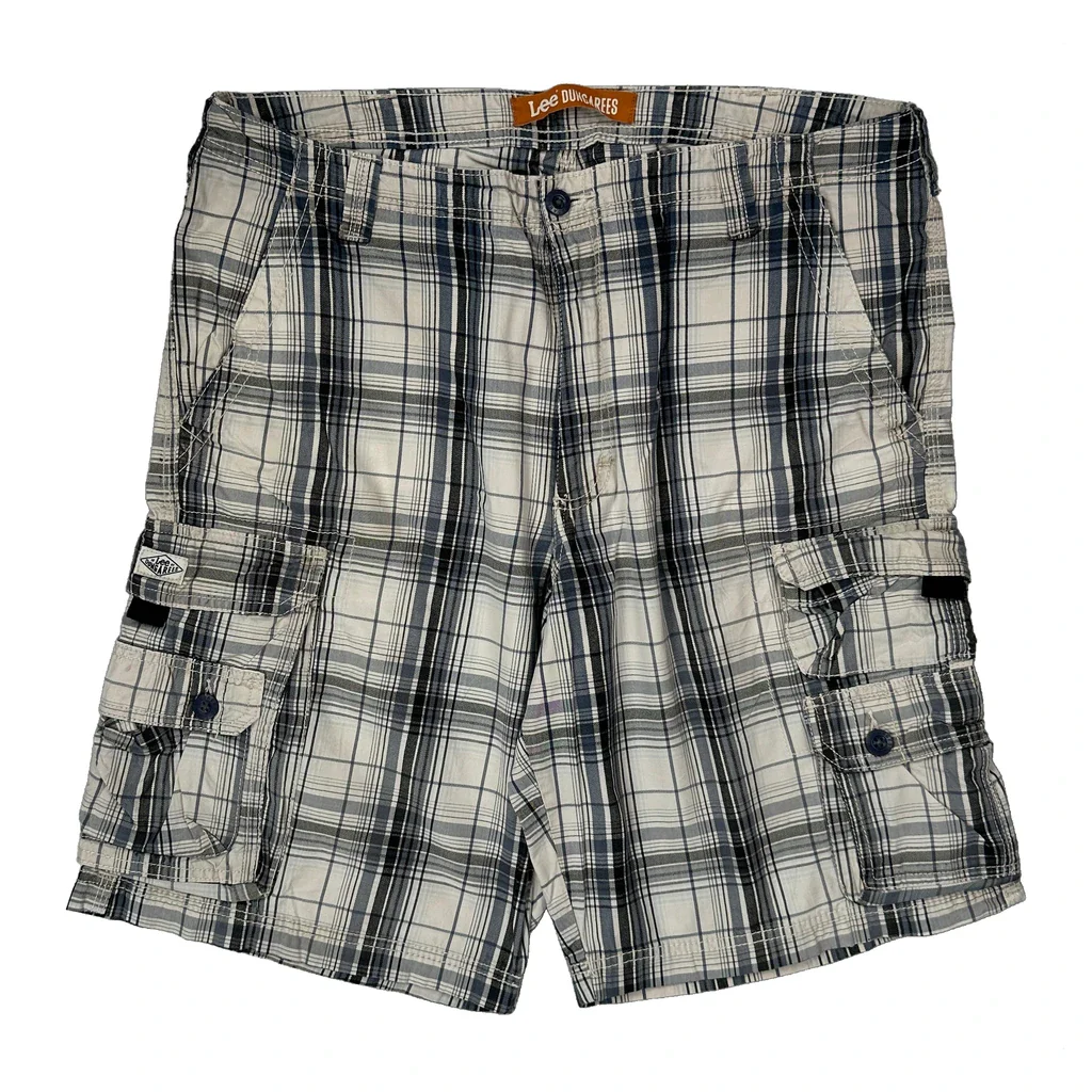 Lee Checked Cargo Shorts - 36W 10L Grey Cotton - Image 2
